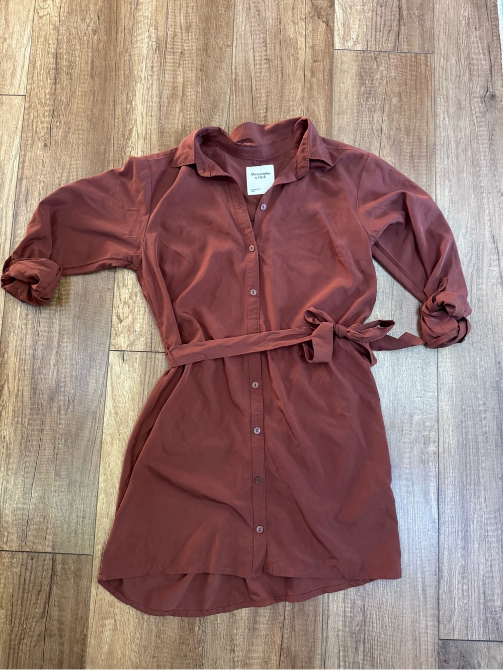 Abercrombie & Fitch Rust Button-Front Shirt Dress